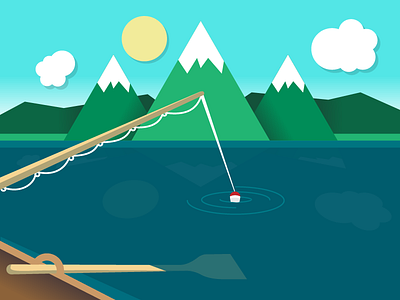 Relaxing abstract fishing illustration mountain relax