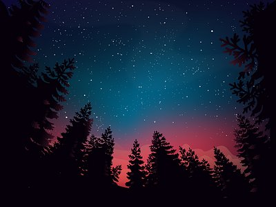 Stars colors dark gradient nature night sky softwood stars trees wild
