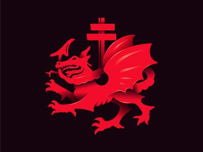 Order of the Dragon animal brand coat of arms creature dragon knights logo logo design red symbol