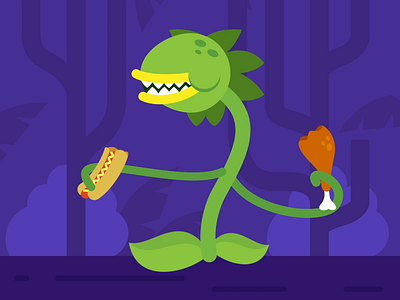 Someone's hungry animation animations carnivorous carnivorous plant cartoon cartoon character character animation character design chicken design eating funny hotdog hungry illustration meat motion design motion graphic nature plant