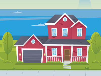 Red House 2d flat house illustration vector