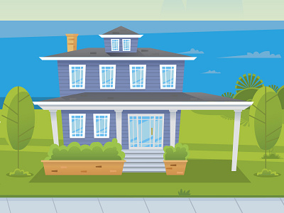 Purple House 2d design flat gradient house illustration vector