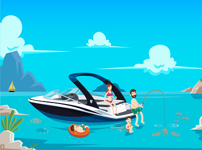 Volvo Penta adobe illustrator boat characterdesign illustrator