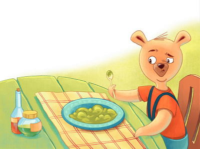Bear and zucchini puree book illustration character development childrens illustration design graphic design illustration photoshop picture book procreate