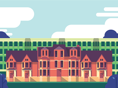 Midtown Illustration city detroit house houses illustration limited palette midtown neighborhood vector vector art