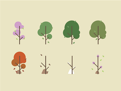 Time illustration minimalist seasons time trees vector