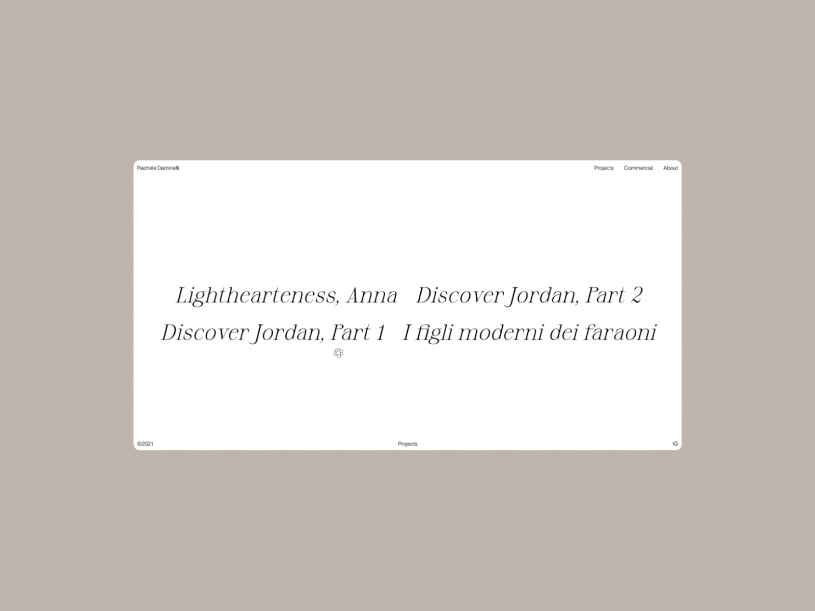 Rachele Daminelli website - Projects pages animation branding collettivo graphic design motion graphics photography portfolio projects typography ui ux web animation web design web developing