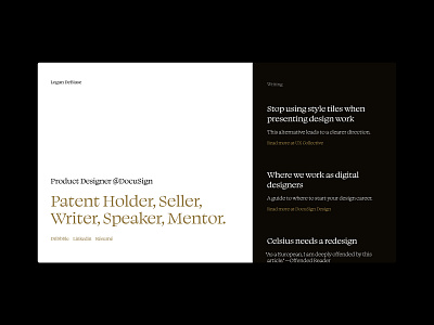 Portfolio black blog brand gold home portfolio product design quote ui ux white writing