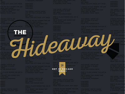 Hideaway gold logo overlap overlay script sign signage