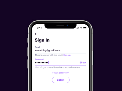 How to Sign In: Tell them to watch their step app hint ios native onboarding password requirements sign in sign up ui ux ux writing