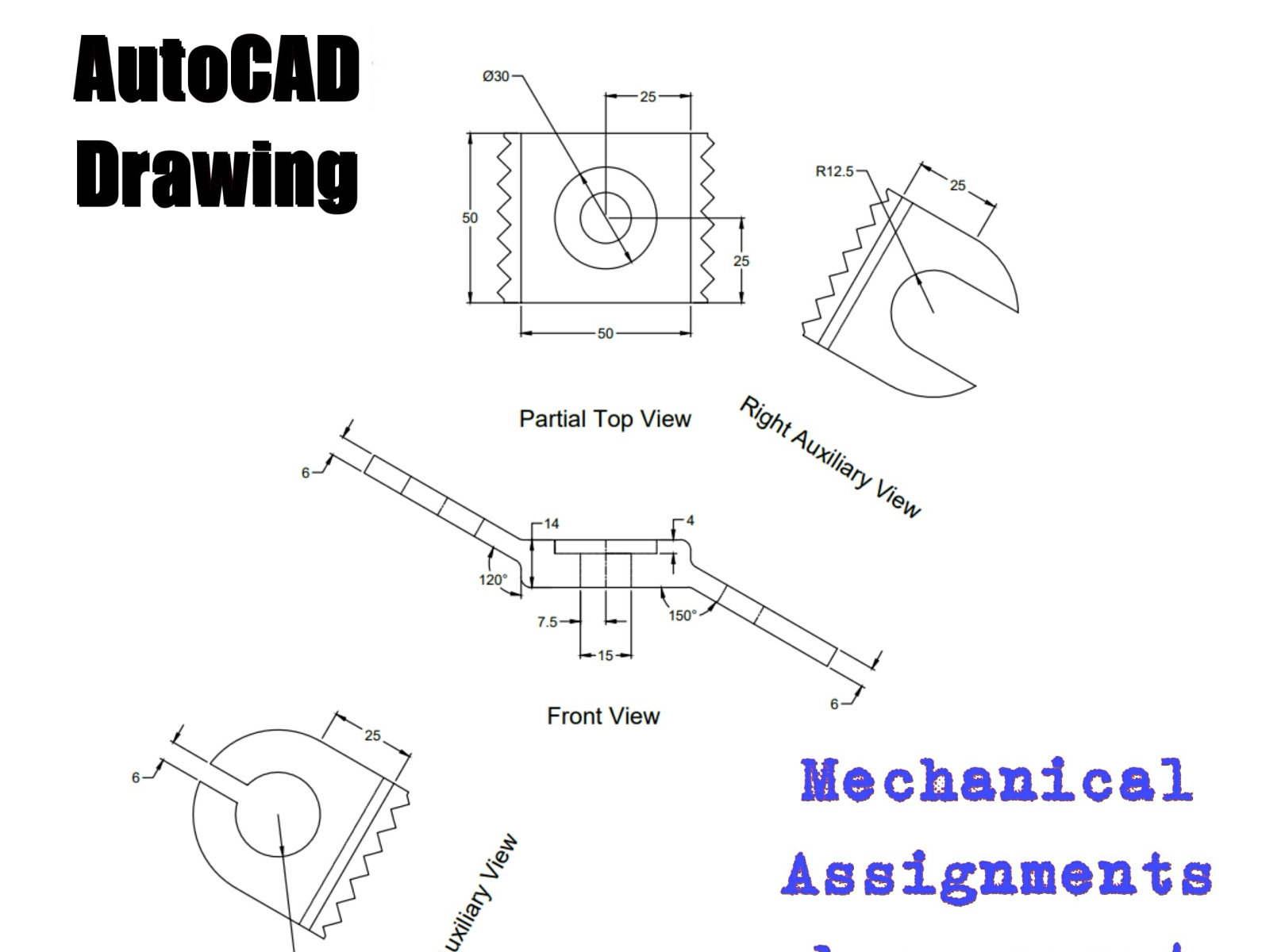 AutoCAD 2D mechanical drawing assignment by Sadman Sakib Dihan on Dribbble