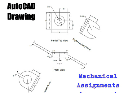 AutoCAD 2D mechanical drawing assignment