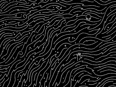 Mondays aliens diiv drowning fire hand illustration lines pattern screen print screenprinting waves