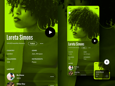 music profile - UX/UI