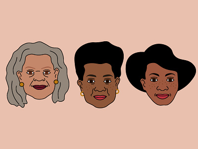 Happy Black History Month ✊🏿 black design feminist history illustration maya angelou minimal month pins portraits toni morrison vector women zora neale hurston