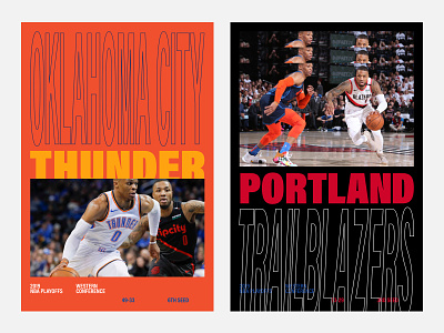 Thunder Blazers 🏀 basket basketball blazers design graphic design minimal nba nba poster okc playoffs portland poster thunder