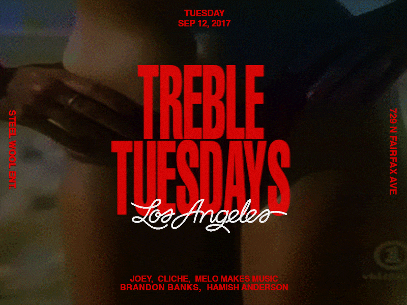 Treble Tuesday Los Angeles animation concert event los angeles party poster rap steel wool treble vhs