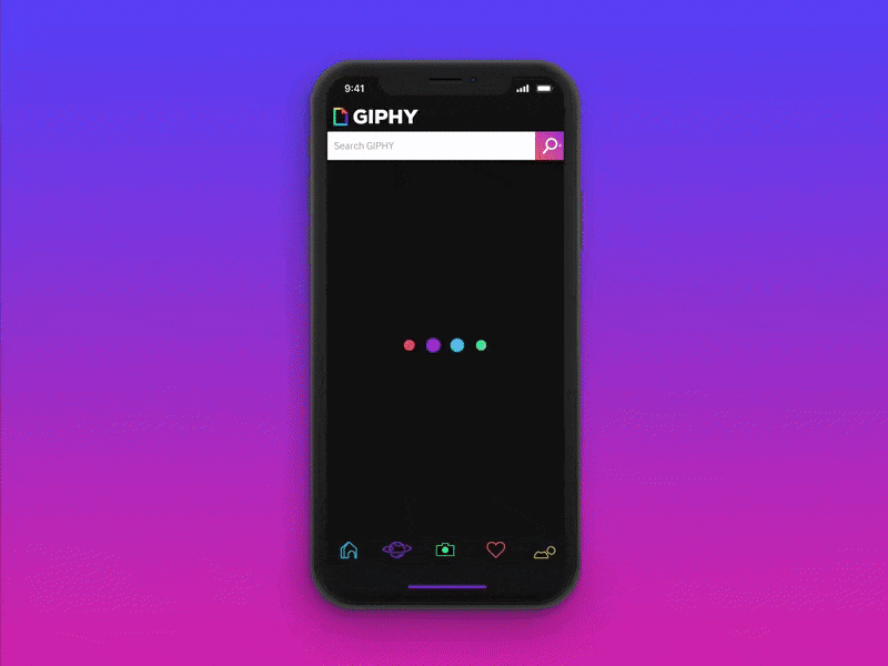 GIPHY iOS Update animated icon animation gif gradient grid iphone x loader loading mobile app nav icon navigation search