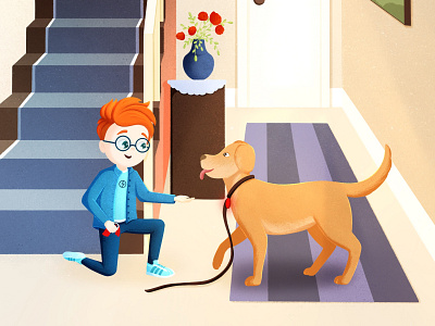 Lovely dog book boy bright children childrens book cute dog emotion family illustration kidlit kids love pet walk