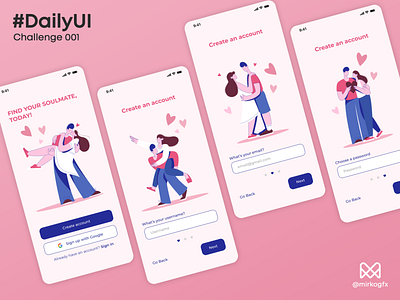 Daily UI 001 - Dating App sign up page app dailyui dating app design graphic design illustration ui ui design ux