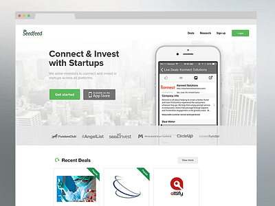 Homepage re-design concept clean clevertech flat invest seedfeed simple startup ui uxui white