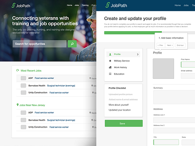 Jobpath 2.0 Mockups clevertech design jobpath jobs profile re design ui uiux