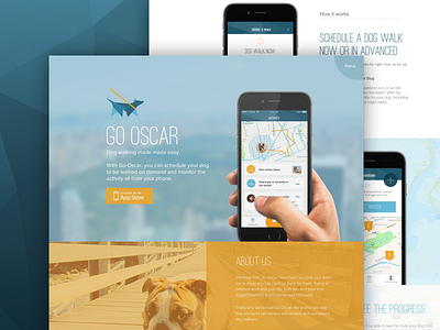 Go-Oscar Landing page design flat go oscar landing mobile modern one page promo single ui ux