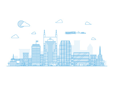 Nashville background building city clouds icon illustration illustrator lines logo sky skyline vector