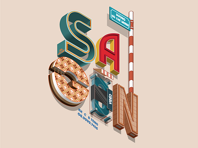 Saigon Slang Words design graphic design illustration isometric saigon typography vector