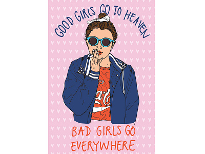 good girls go to heaven girl illustration poster