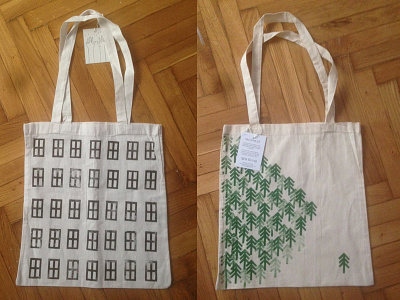 textile bags bags handmade print stamps textile tree window