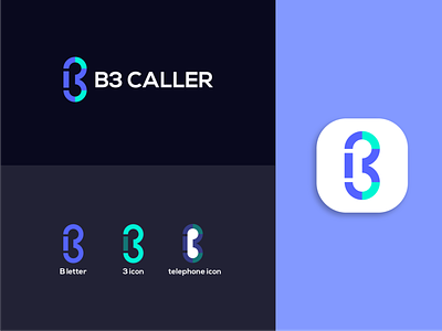 B3 Caller app icon branding coloring design graphic design icon icon design illustration logo minimal mobile mobile logo normal phone app simple telephone typography us vector