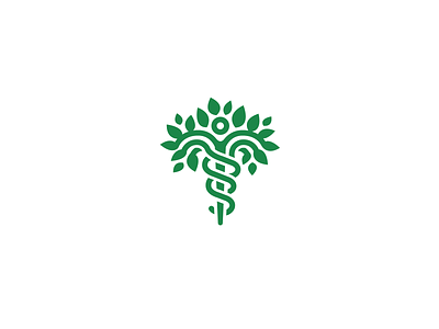 tree doctor caduceus green leaves logo tree