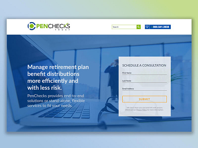 Penchecks Landing Page ReDesign desktop financial form landing page ui ux website