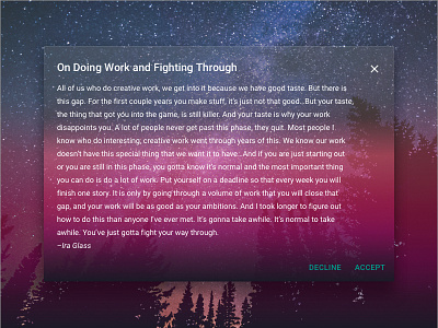 Daily UI-016-100 Days of UI Popup Overlay dailyui doing work favorite quote ira glass ui ux