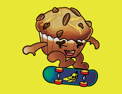 Banana Nut Muffin banana cupcake design illustration muffin skateboard vector