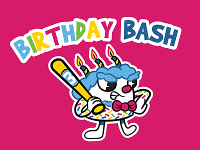 Birthday Bash baseball baseball bat birthday birthday boy birthday cake branding cake design graphic design illustration logo mascot milb vector