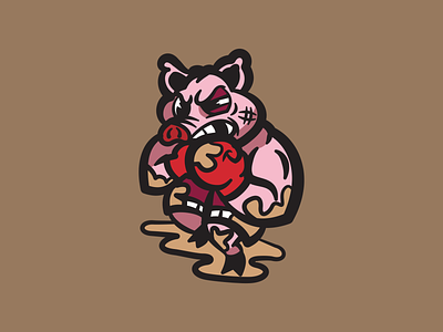 Fight Dirty boxer boxing branding brown design fight fighters fighting illustration logo mascot mud pig piggy pork puddle vector