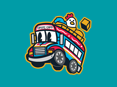 Cipote Caps Bus branding bright bus busero cartoon colorful design el salvador illustration latin america logo mascot public transportation school bus vector