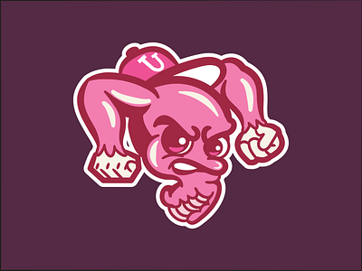 Fightin' Uterus baseball branding design feminism fitted fitted hat graphic design illustration logo mascot milb new era pink roe v wade supreme court uterus vector woman womans right