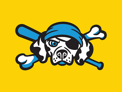 The Salty Pup baseball baseball bat branding dalmation design dog dog and bone graphic design illustration logo mascot milb minor league minor league baseball piracy pirate puppy sea sea dog vector