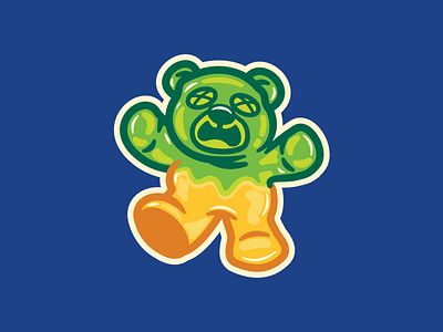 Zommby Bear blue branding candy design gooey graphic design green gummy gummy bear halloween illustration kid horror logo mascot teddy bear translucent vector zombie