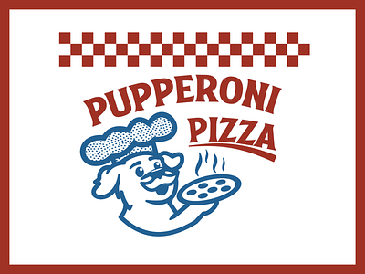 Pupperoni Pizza branding delivery design dog doggy graphic design illustration logo mascot mascot design milb pizza pizza box pizza shop puppy red and white vector