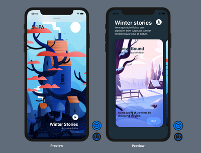 Winter Stories apple design ios prototype swift swiftui ui ux