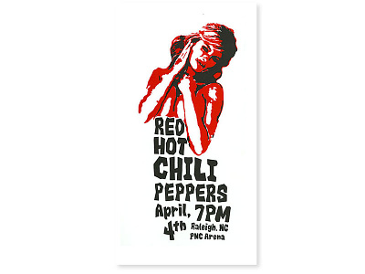 Red Hot Chili Pepper's Letter Press Poster black ecu hand carved letter press marisa miller red rhcp rock