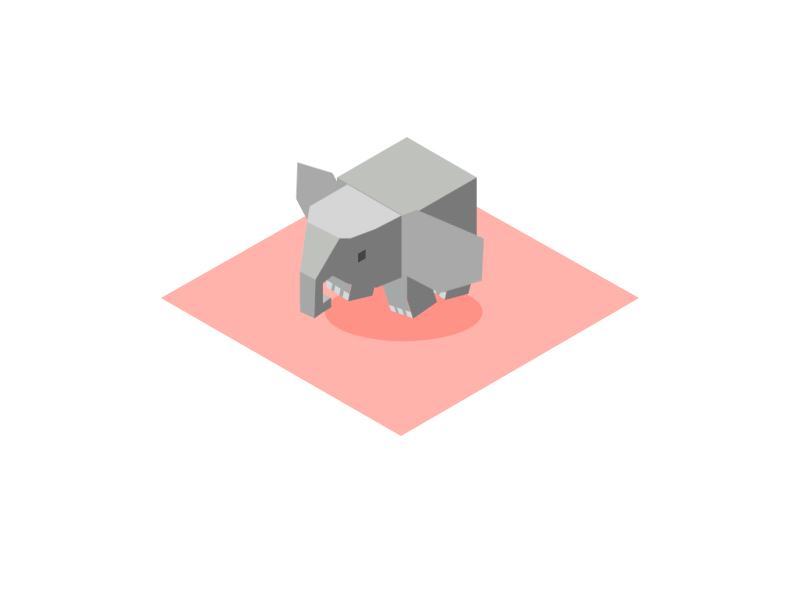 Isometric animal Walking Elephant graphic motion