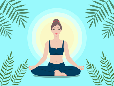 Young woman practicing yoga girl in lotus position graphic design illustration yoga