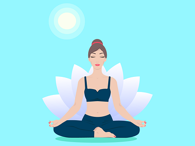 Young woman practicing yoga in lotus position design girl in lotus position illustration yoga