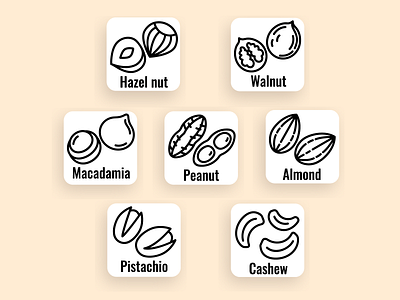 Nut icons set