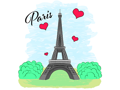 Eiffel Tower Paris color vector illusration eiffel tower heart illustration love paris romantic vector